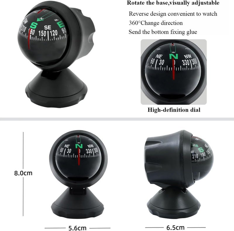 Fly across Compass for Car Dashboard，Car Compass, Adjustable Ball for Car Sea Marine Boat Ship - Image 2